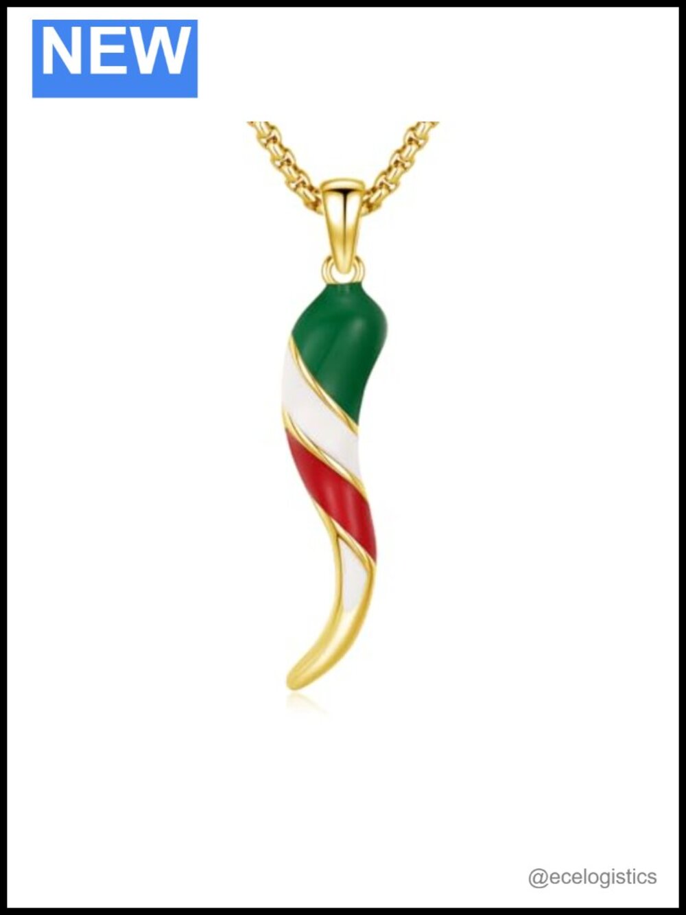 925 Sterling Silver Italian Horn Cornicello Pendant Necklace 22+2" Rolo Chain